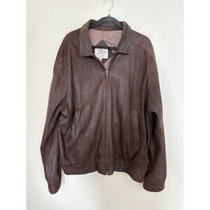 Vintage Remy Jacket Mens 42 Large Brown Leather Full Zip Up Coat USA Made